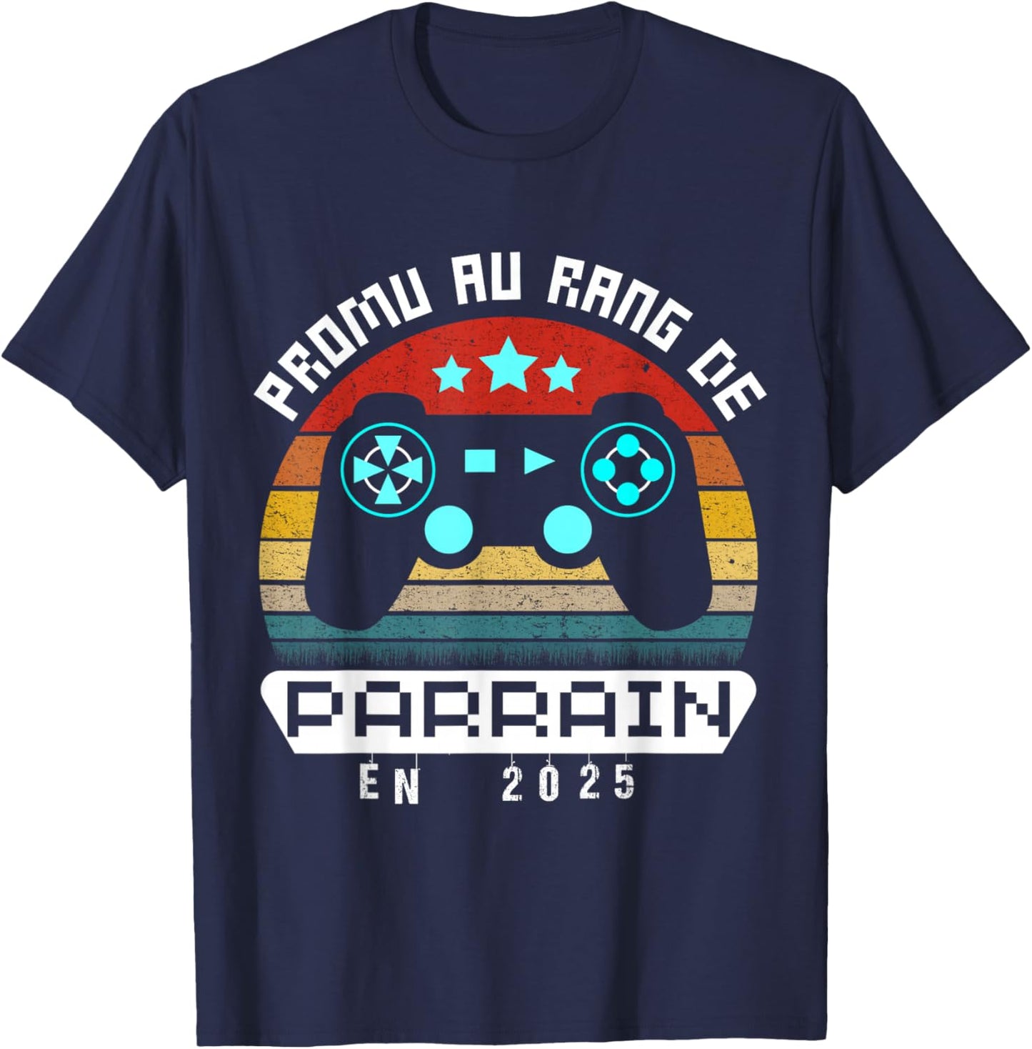 Future Godfather 2025 Gamer Gift Announcement Pregnancy Retro , Black, S T-Shirt - T-Shirt | Navy