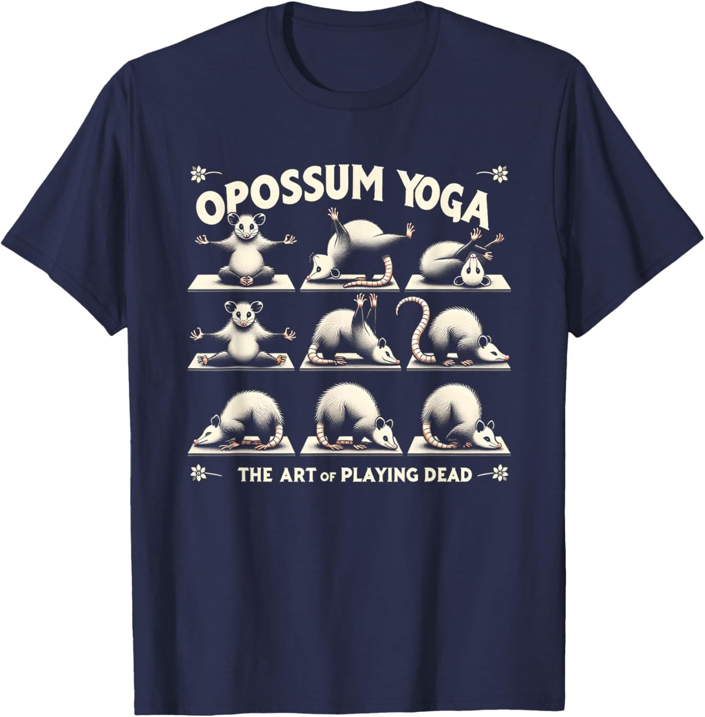 Funny Possum Yoga Lotus Meditating Zen Funny Opossums Memes T-Shirt - T-Shirt | Navy