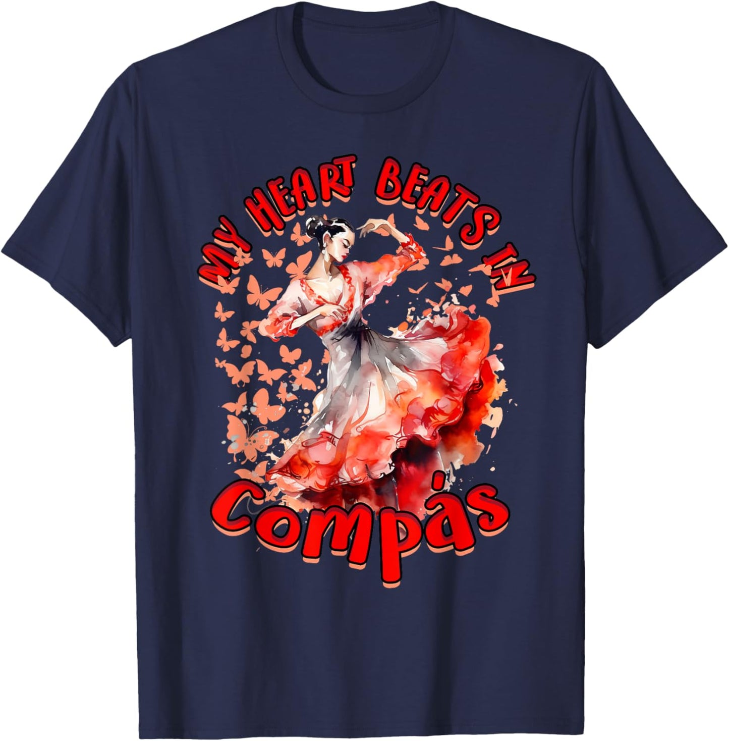 Flamenco My heart beats in compás T-Shirt - T-Shirt | Navy