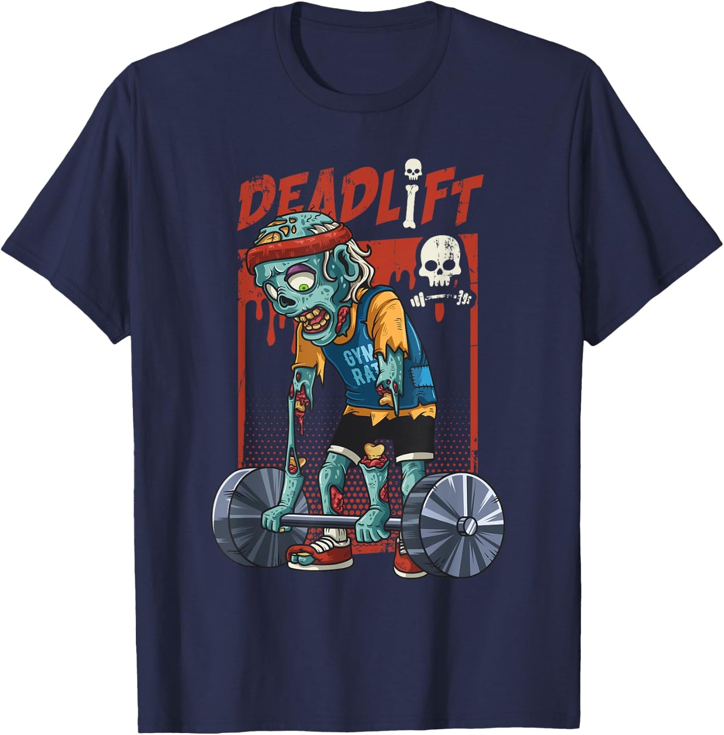 Zombie Deadlift Weight Lifting Halloween Fitness Gym Workout T-Shirt - T-Shirt | Navy