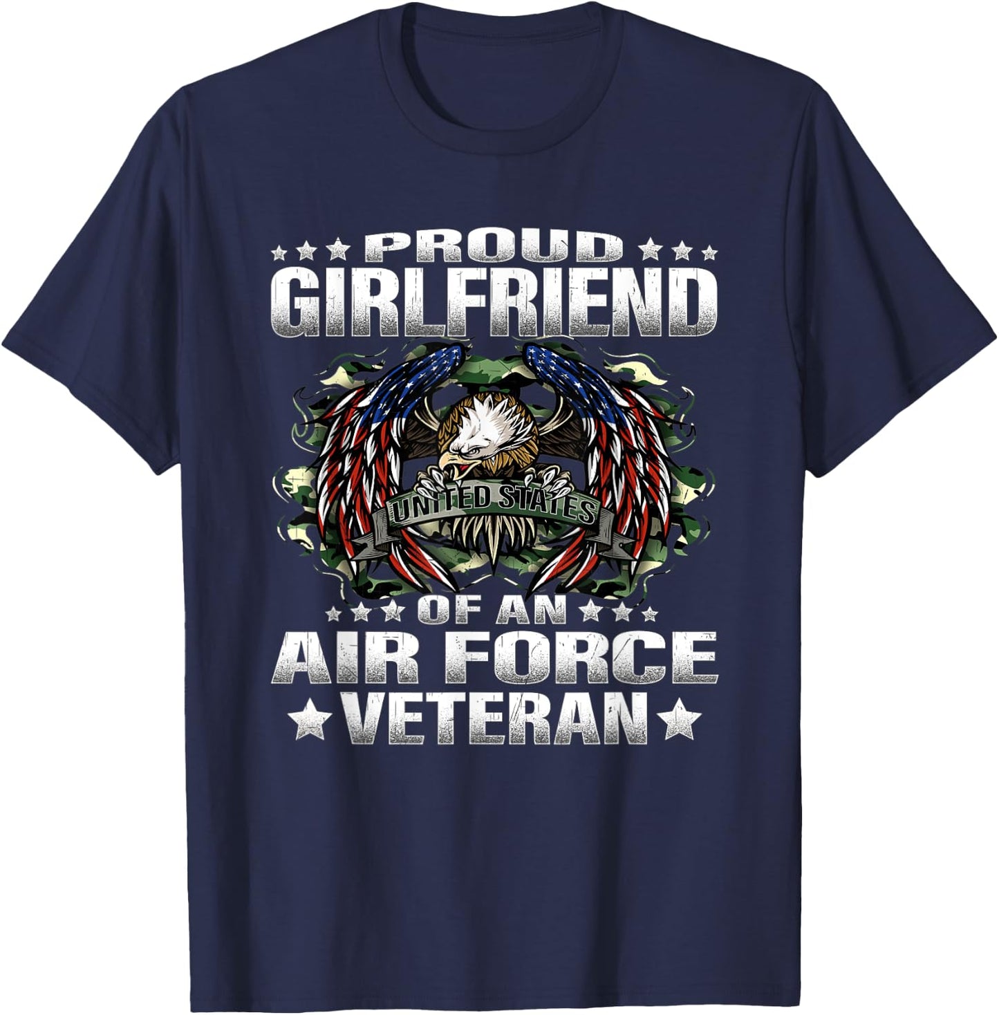 Proud Girlfriend Of An Air Force Veteran Vet's Lover Gift T-Shirt - T-Shirt | Navy