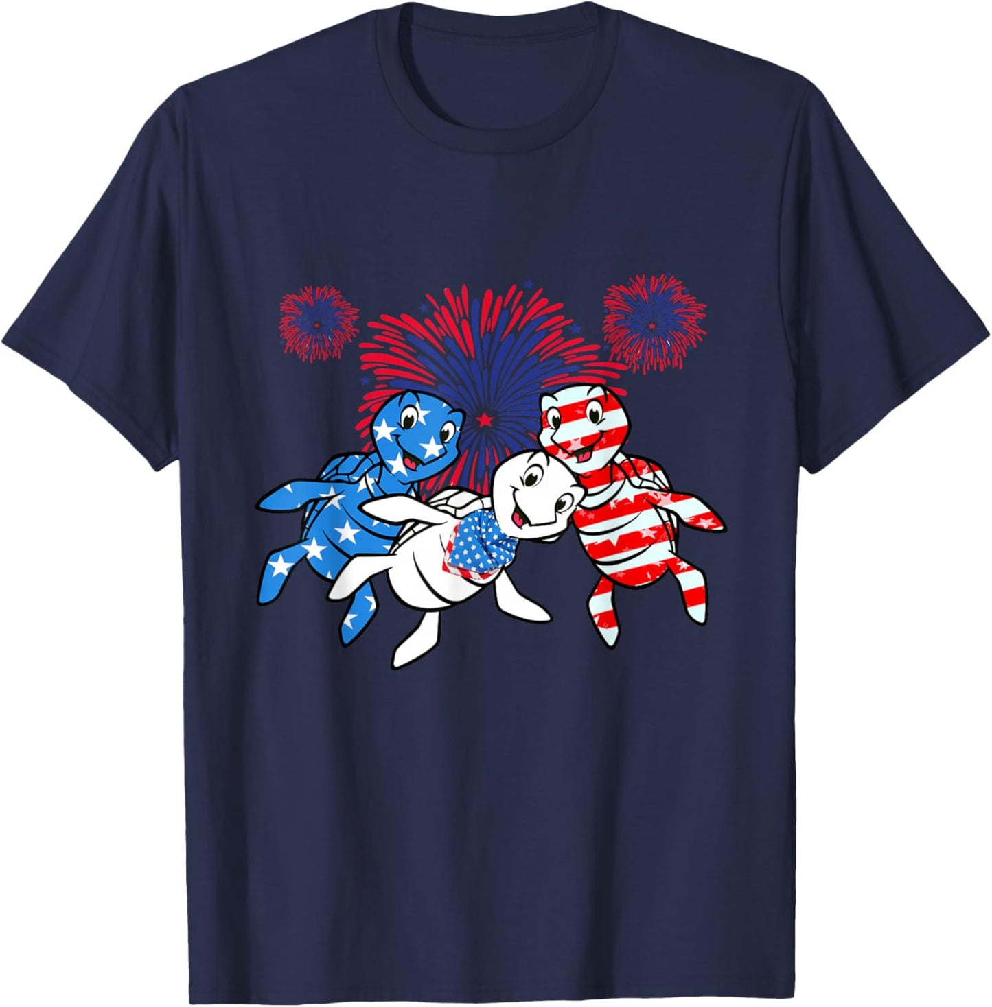 Sea Turtles 4th of July American USA Flag Patriotic T-Shirt - T-Shirt | Navy