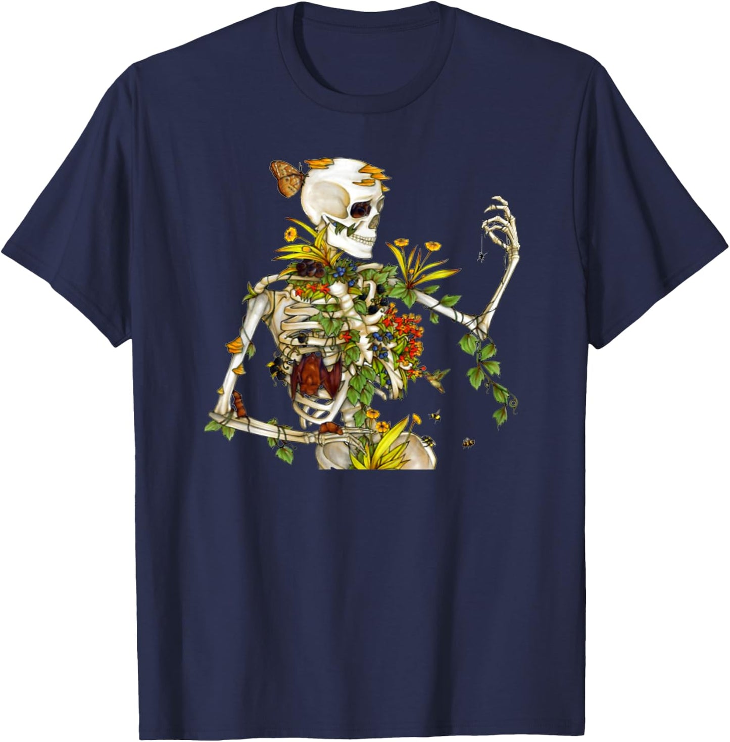 Cool Skeleton Plant Nature T-Shirt - T-Shirt | Navy