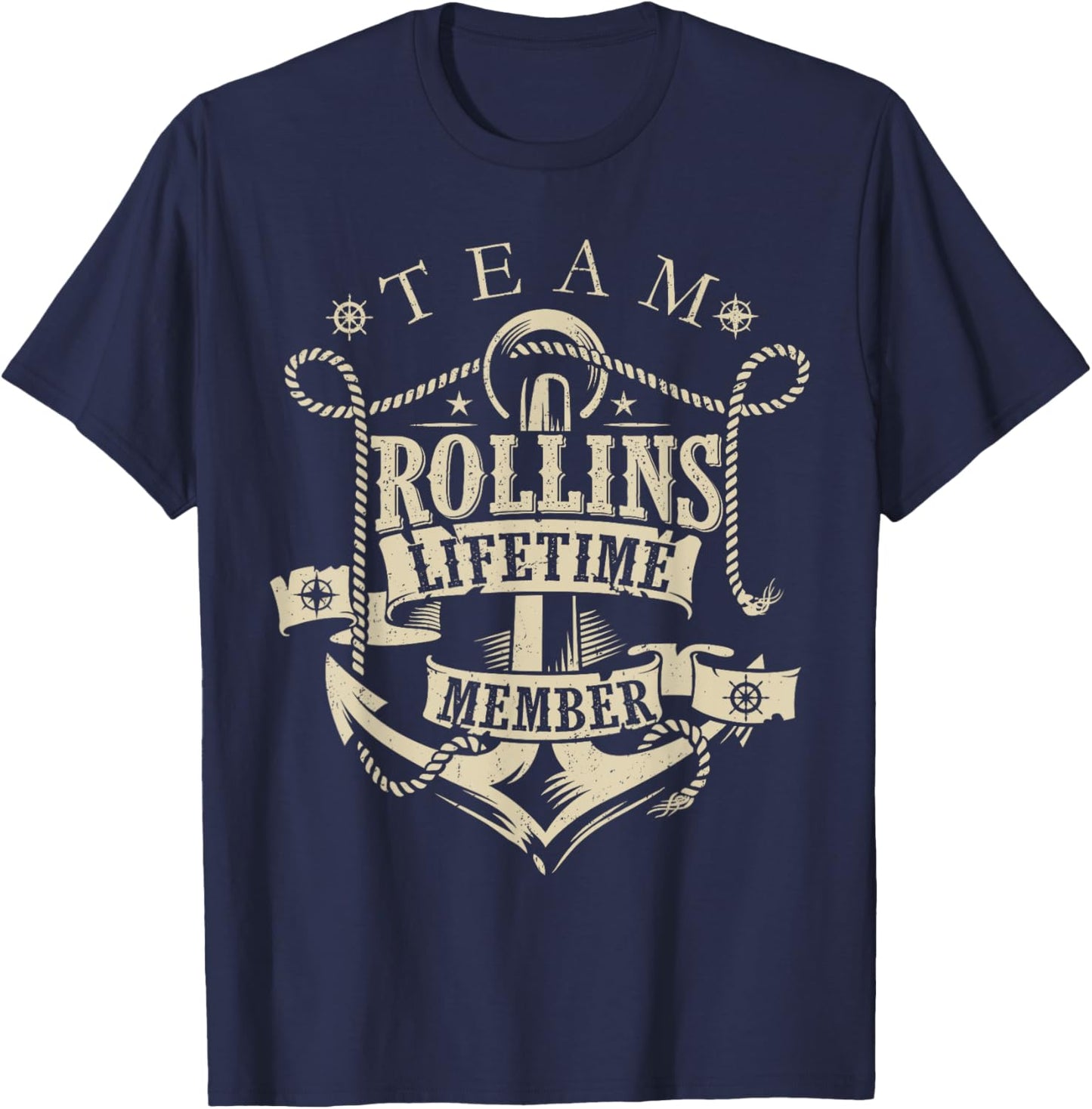 Team ROLLINS Lifetime Member Vintage ROLLINS Family Name T-Shirt - T-Shirt | Navy