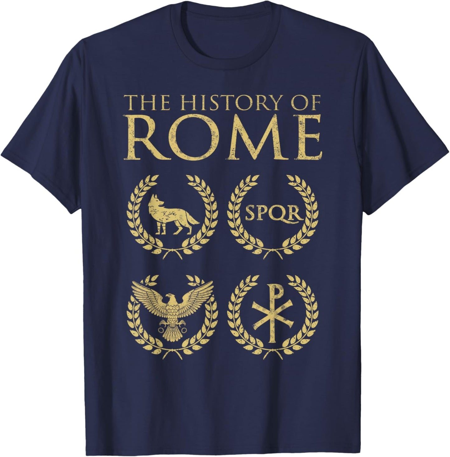 Agema Apparel -Adults Roman History , Red, Small, Short Sleeve, Classic Fit, Cotton Blend, Unique Roman History Graphic Print T-Shirt - T-Shirt | Navy