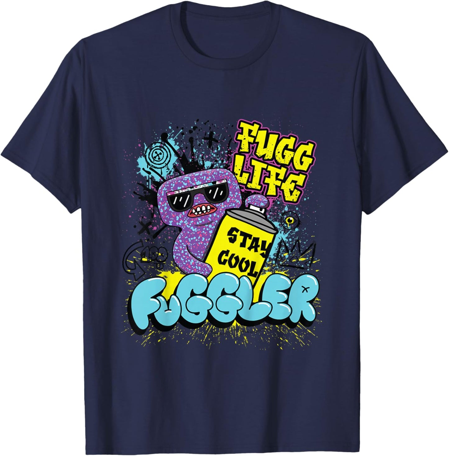 Fuggler Squidge Fugg Life Graffiti Spray Can Kids T-Shirt - T-Shirt | Navy