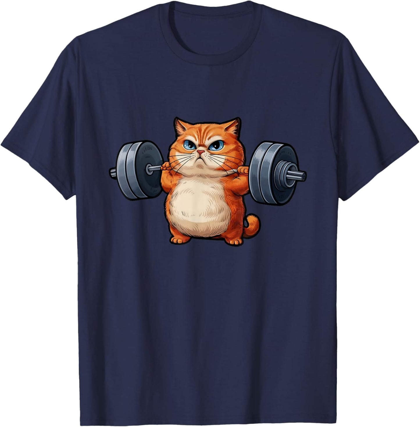 Cat Weightlifting - Funny Cat Workout and Fitness Women Kids T-Shirt - T-Shirt | Navy