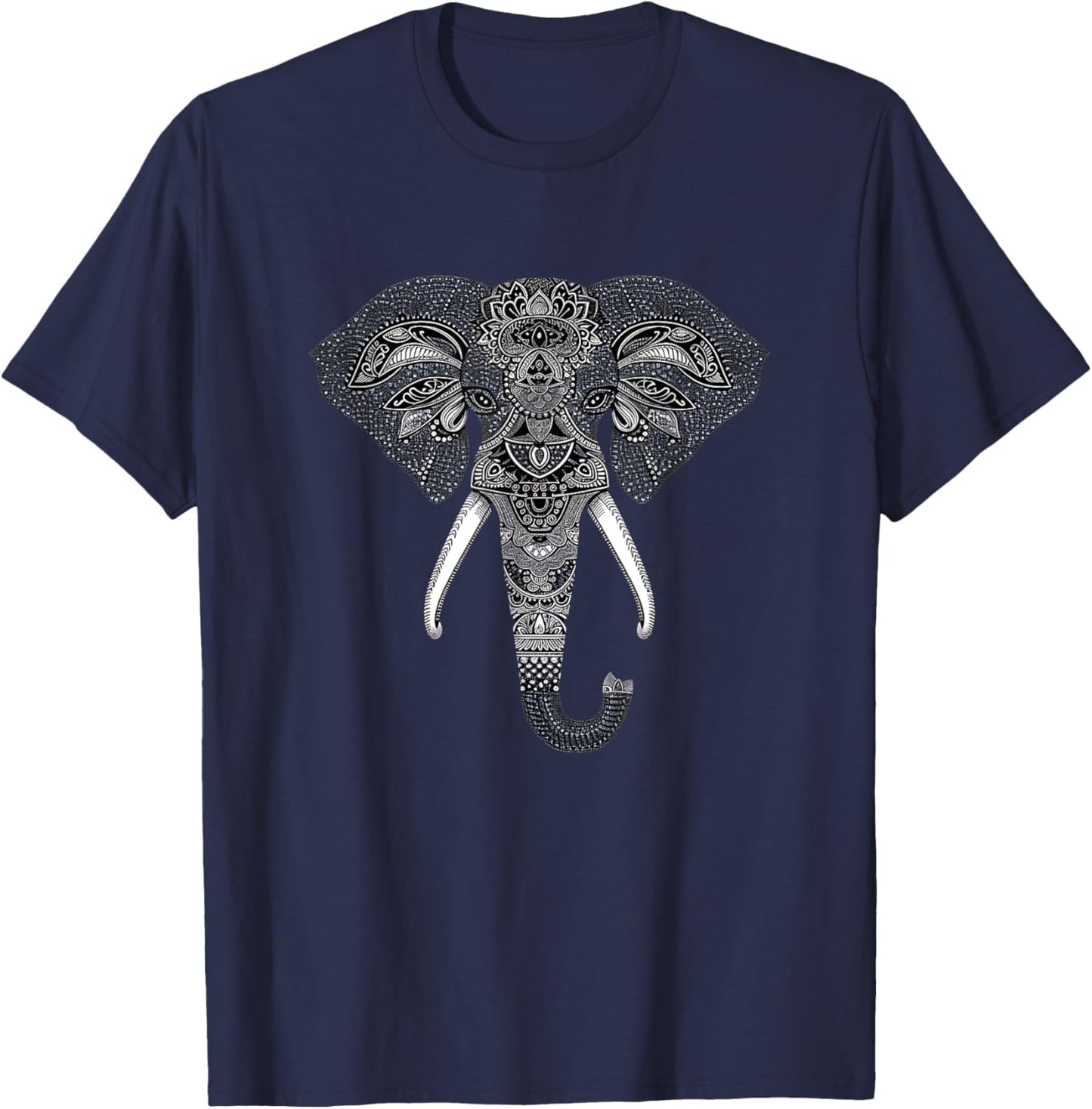 Mandala Style Elephant Perfect and Men T-Shirt - T-Shirt | Navy