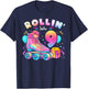 9th Birthday Girl 9 Years, Roller Skates, Number 9 T-Shirt - T-Shirt | Navy