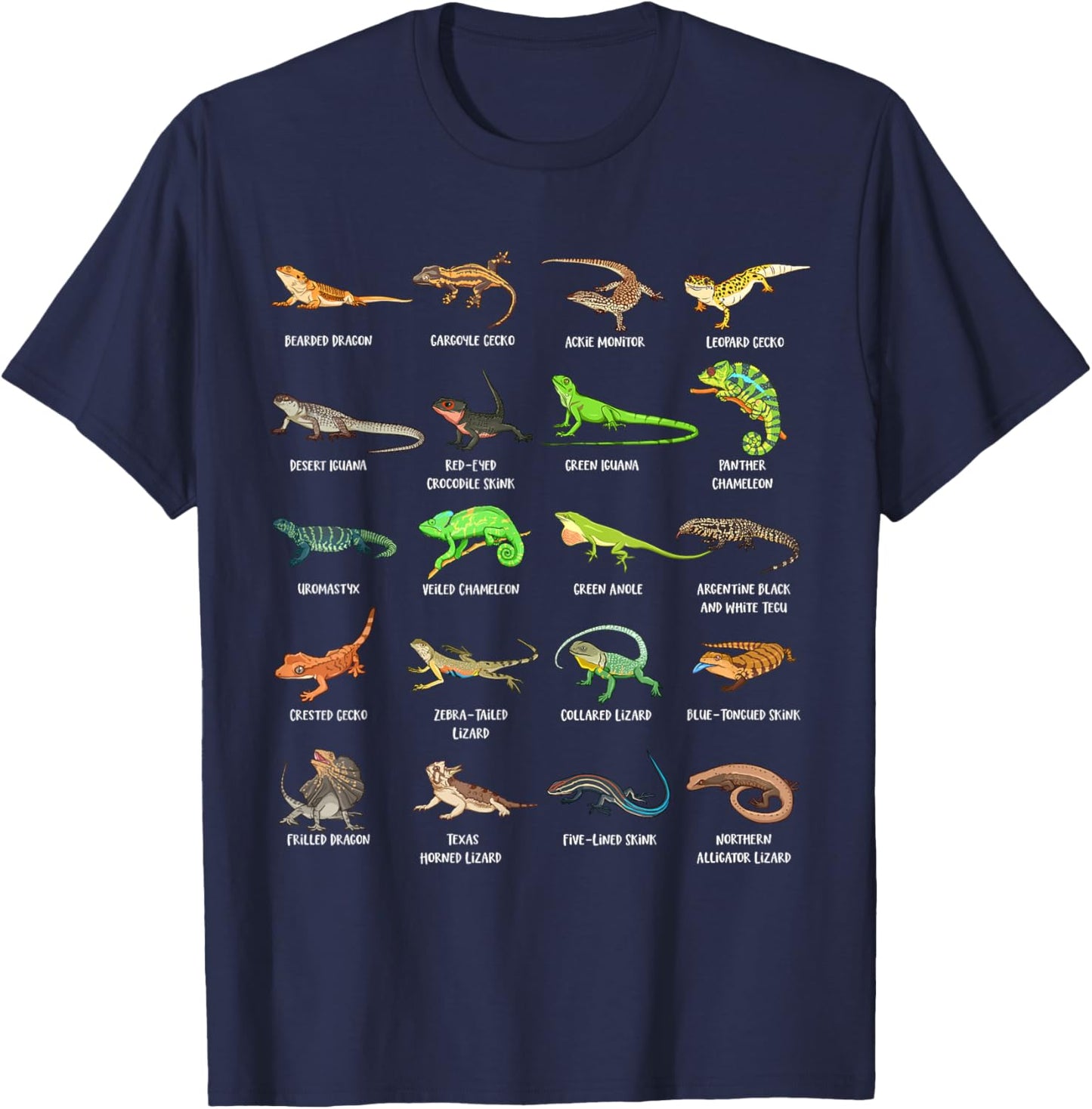 Exotische Echsen und Reptilien - viele Echsen T-Shirt - T-Shirt | Navy