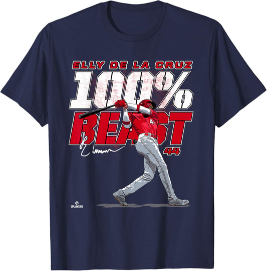 100% Beast Elly De La Cruz Cincinnati MLBPA T-Shirt - T-Shirt | Navy