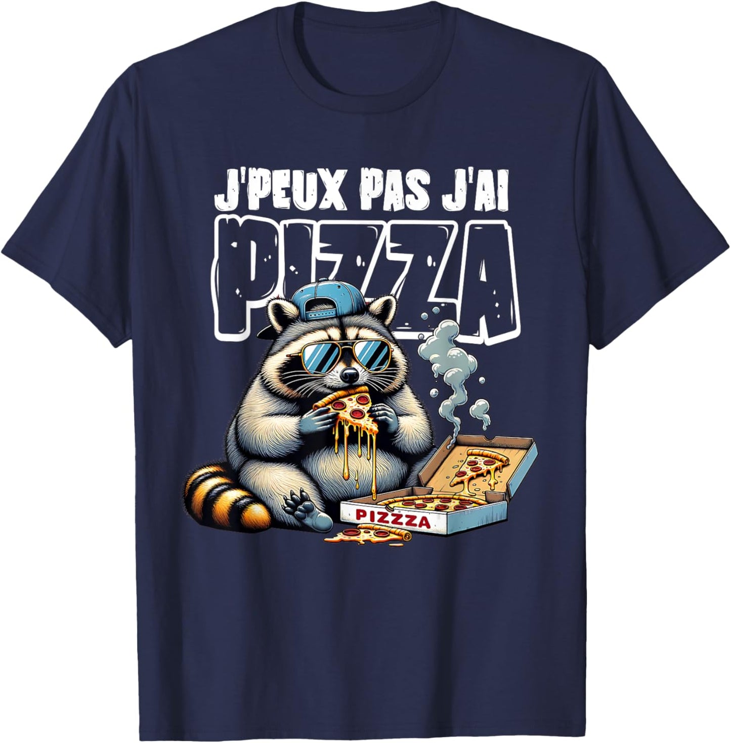 PIZZA Humour | J'peux pas j'ai PIZZA , Black, S T-Shirt - T-Shirt | Navy