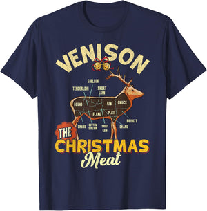 Venison Meat Chart The Christmas Meat Funny Deer Hunter T-Shirt - T-Shirt | Navy