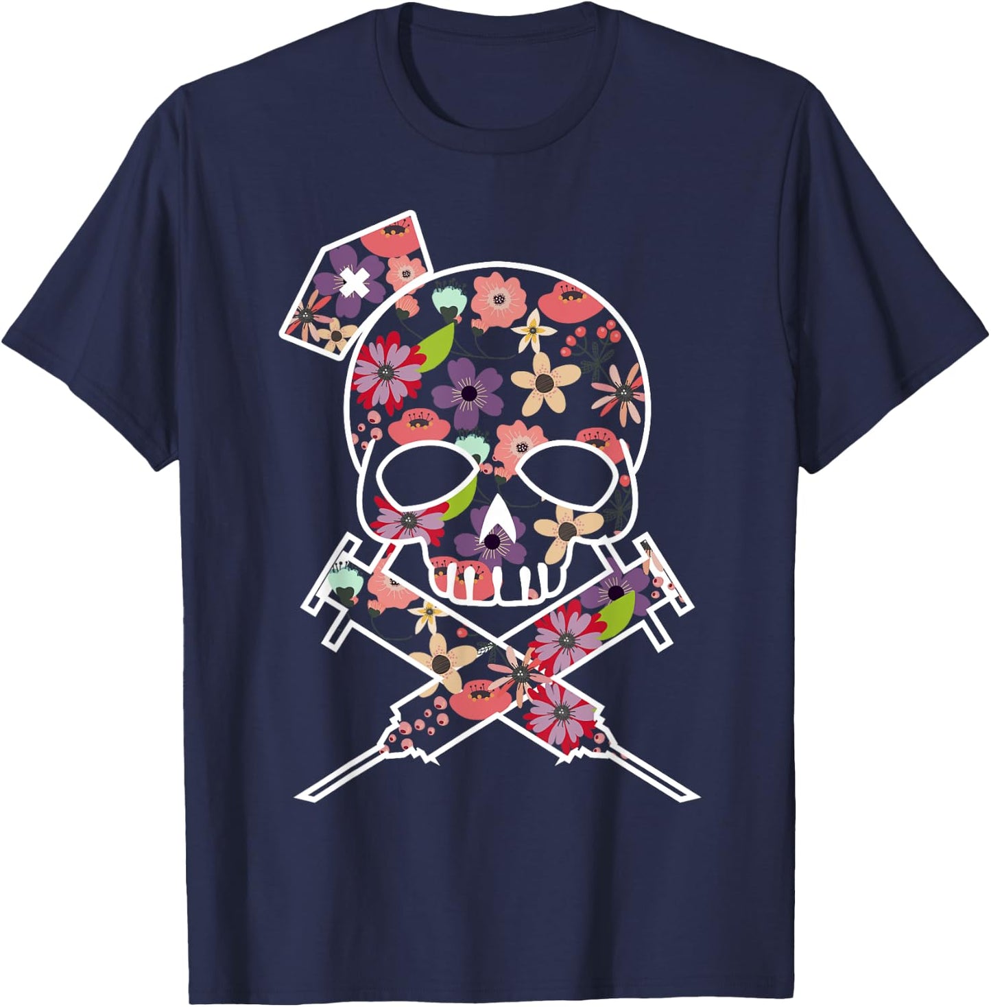 I'll Stab You Nurse , Medical , Skull T-Shirt - T-Shirt | Navy