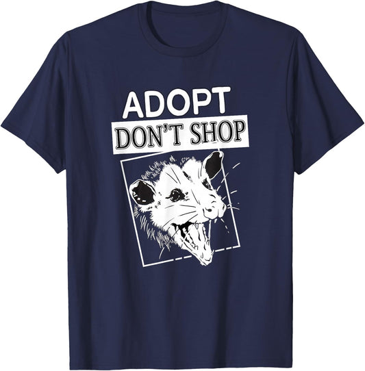 Adopt, Don't Shop Screaming Opposum - Opossum Lover T-Shirt - T-Shirt | Navy