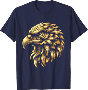 Golden American Bald Eagle Head Patriotic Design T-Shirt - T-Shirt | Navy