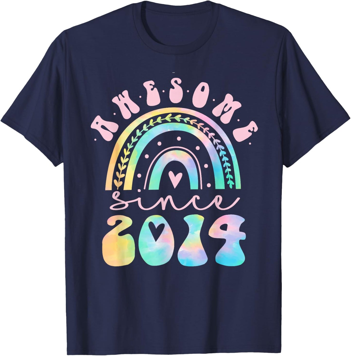 Awesome Since 2014 11 Year Old Rainbow Tie Dye 11th Birthday T-Shirt - T-Shirt | Navy