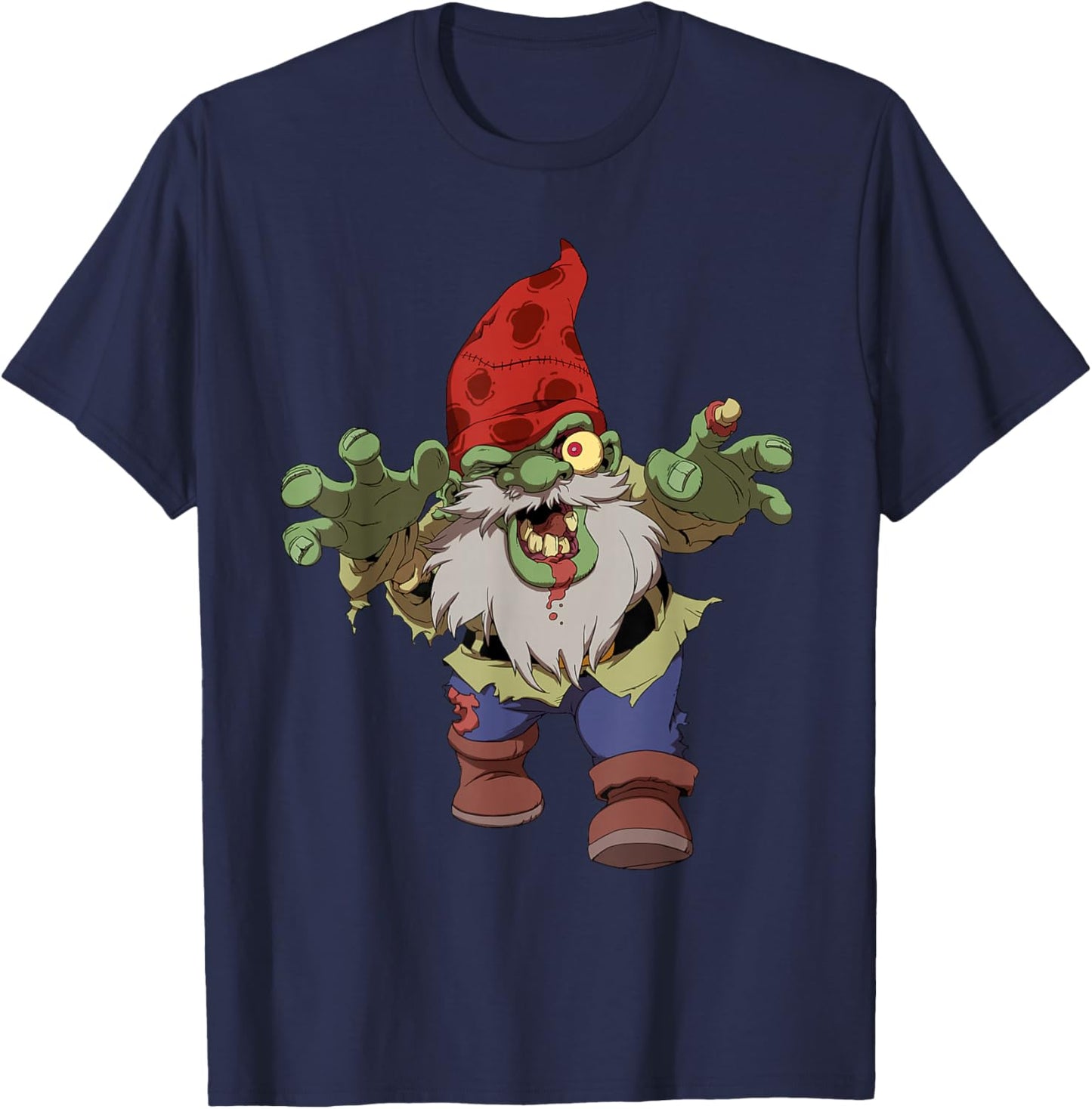 Zombie Gnome Funny Halloween Men Women T-Shirt - T-Shirt | Navy