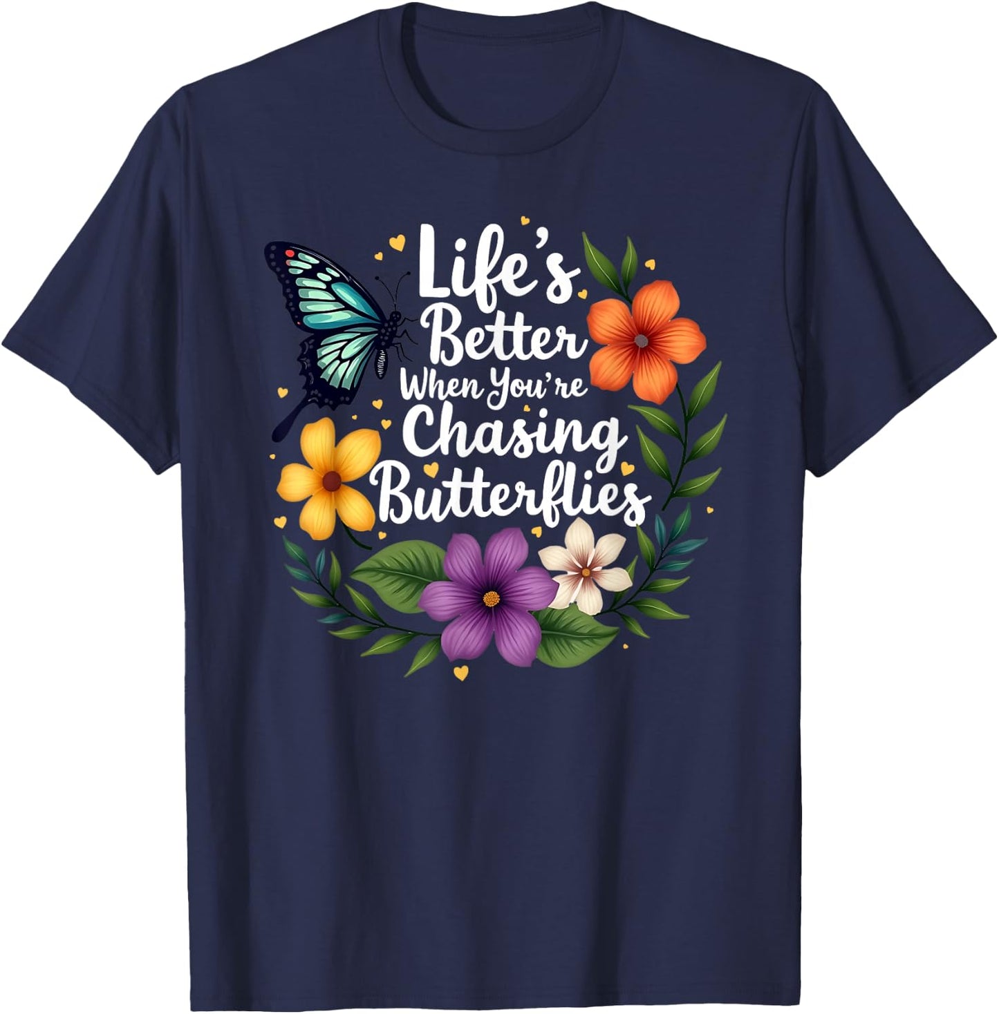 Butterfly Dreams Colorful Majestic Monarch Butterflies T-Shirt - T-Shirt | Navy
