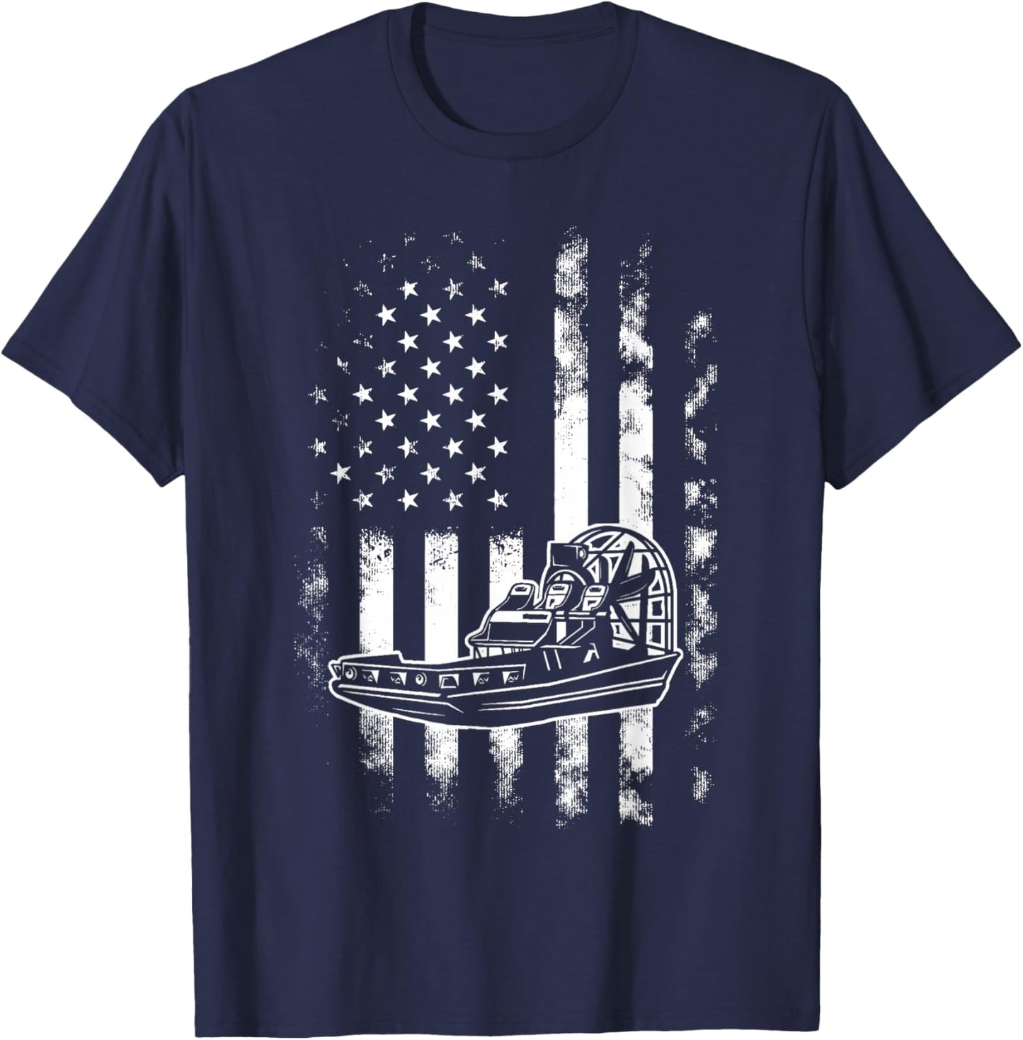 American US Flag Airboat T-Shirt - T-Shirt | Navy