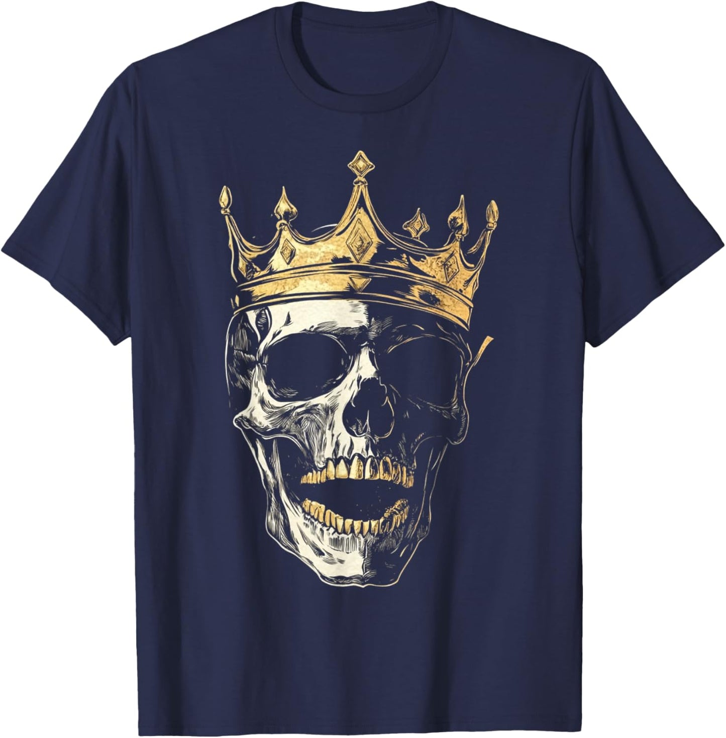Design With A Skeleton Head On It King T-Shirt - T-Shirt | Navy