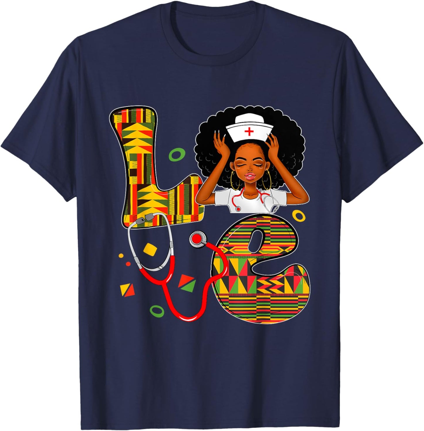 LOVE Nurse Nursing Black Girl Magic Juneteenth Black History T-Shirt - T-Shirt | Navy