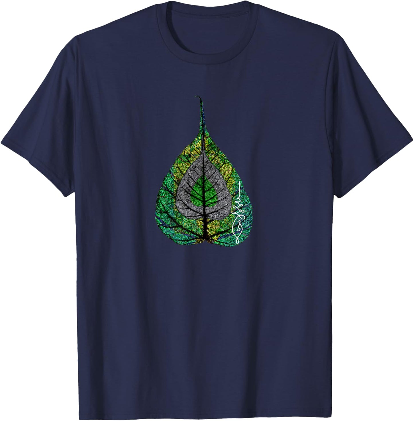 Buddha Meditation Bodhi Leaf Unalome T-Shirt - T-Shirt | Navy