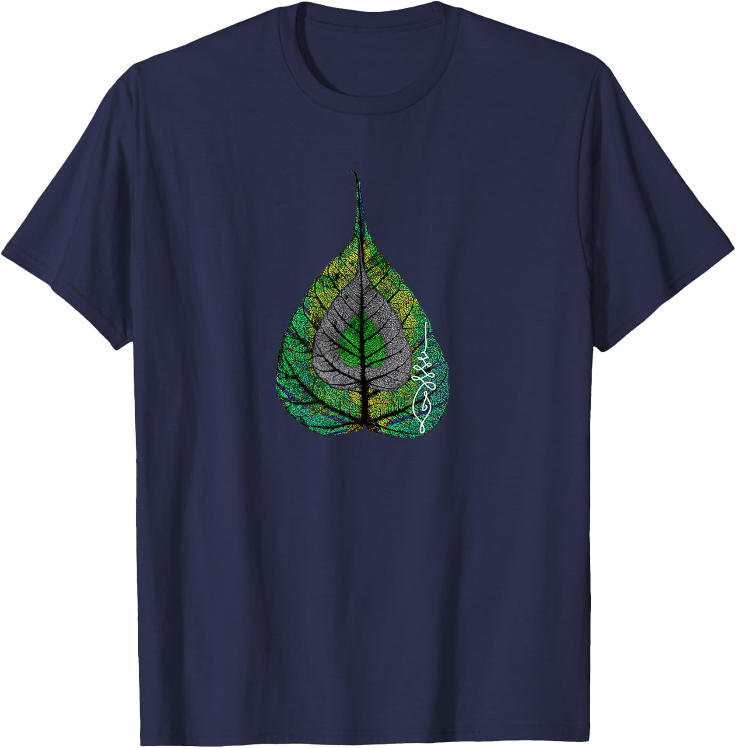 Buddha Meditation Bodhi Leaf Unalome T-Shirt - T-Shirt | Navy