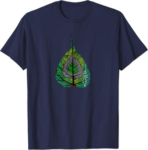 Buddha Meditation Bodhi Leaf Unalome T-Shirt - T-Shirt | Navy