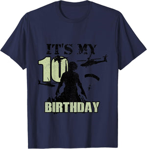 10 Year Old Call Of Theme It's My Birthday Gift Boys Girls T-Shirt - T-Shirt | Navy