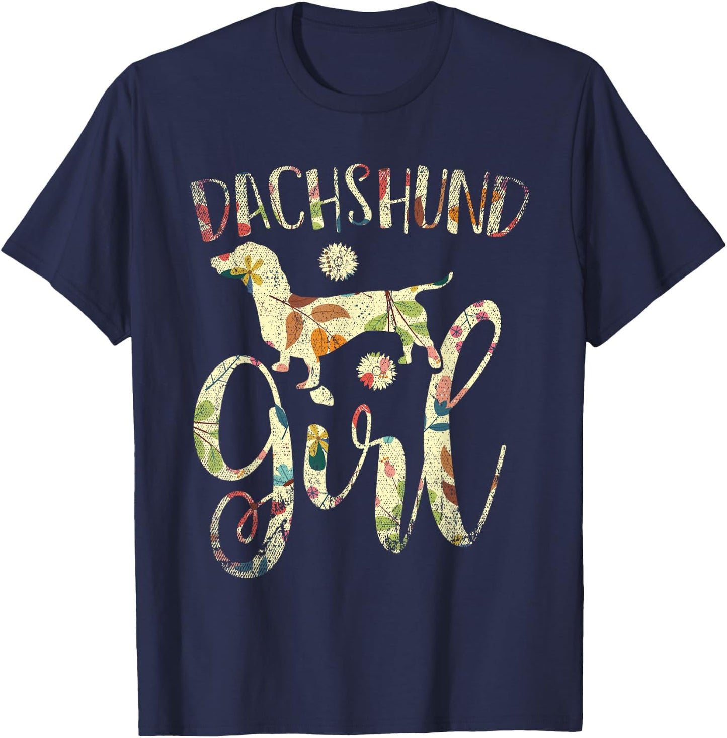 Dachshund Girl Dog Lover Women Girls Gift Vintage Dachshund T-Shirt - T-Shirt | Navy