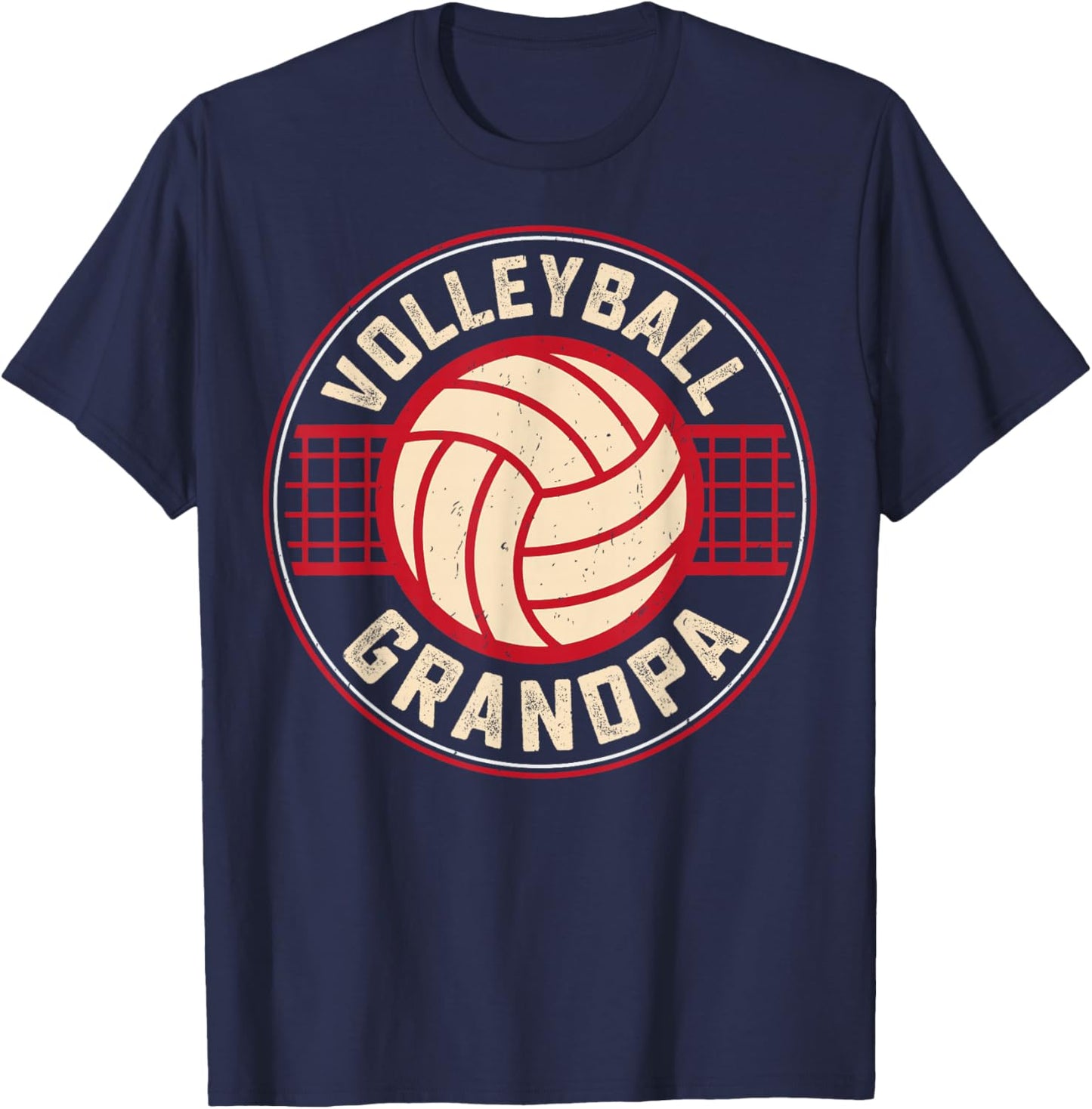 Volleyball Grandpa Fathers Day Volleyball Lover Grandfather T-Shirt - T-Shirt | Navy
