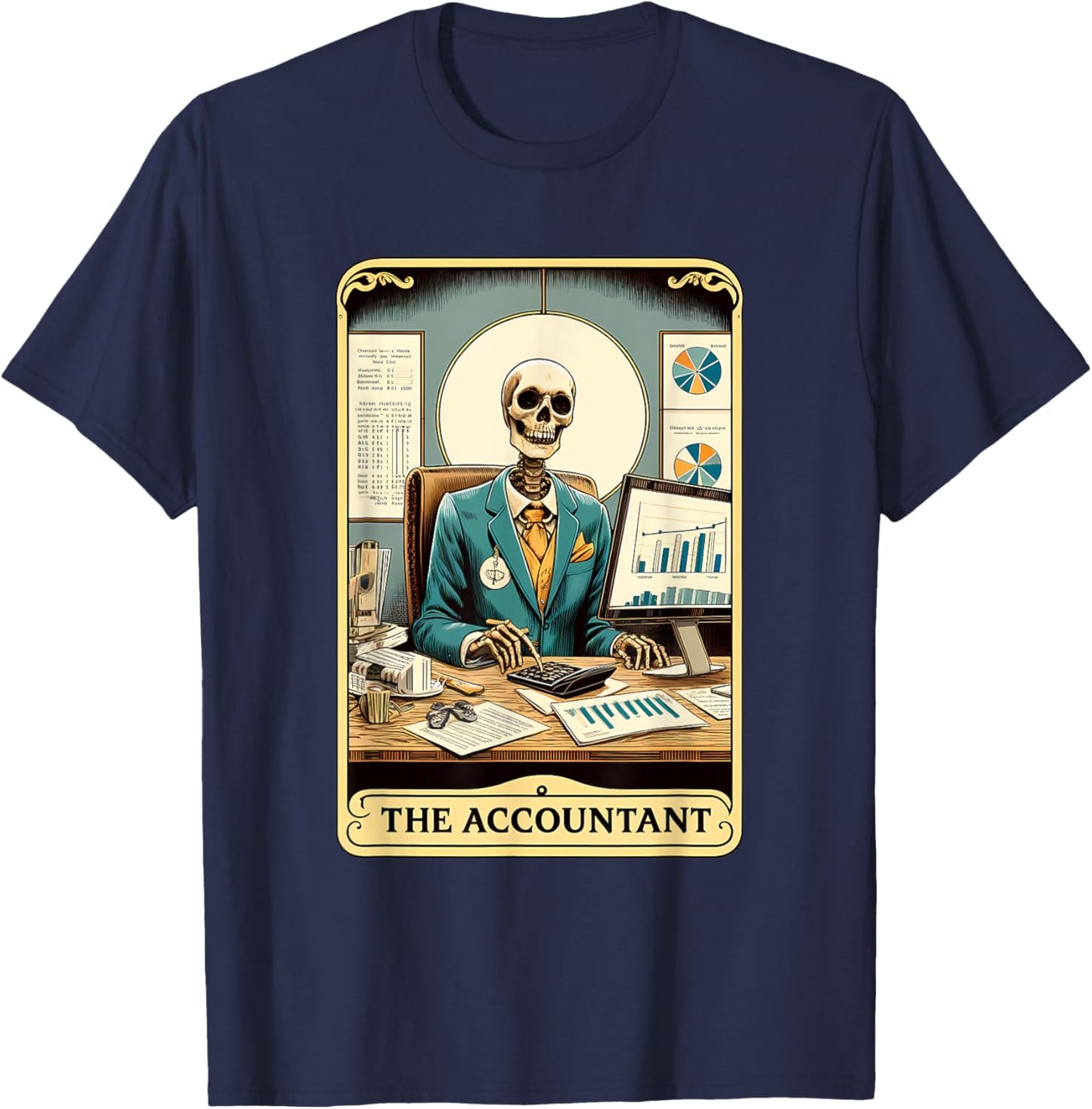 Accountant Tarot Card CPA Accounting Mystic Occult T-Shirt - T-Shirt | Navy