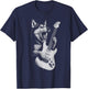 Husky Playing Guitar Rock Music Dog Lover T-Shirt - T-Shirt | Navy