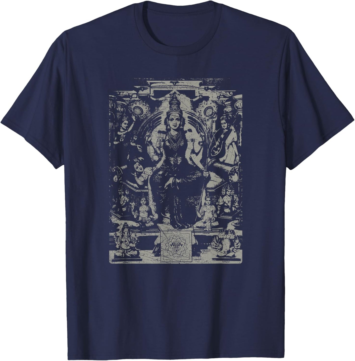 Hindu Book Tripura Upanishad - Sacred Sri Yantra T-Shirt - T-Shirt | Navy