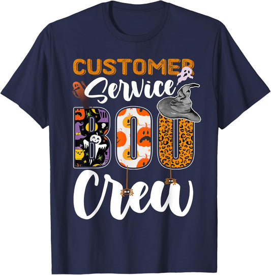 Customer Service Boo Crew Halloween Matching Specialist T-Shirt - T-Shirt | Navy
