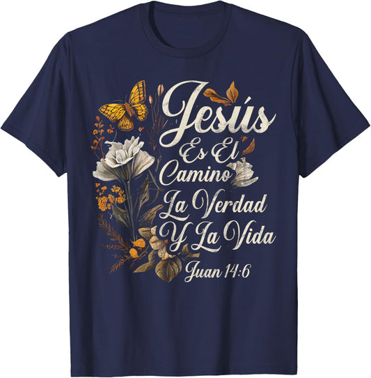 Christian Spanish Español Cristianos Religious Jesus God T-Shirt - T-Shirt | Navy