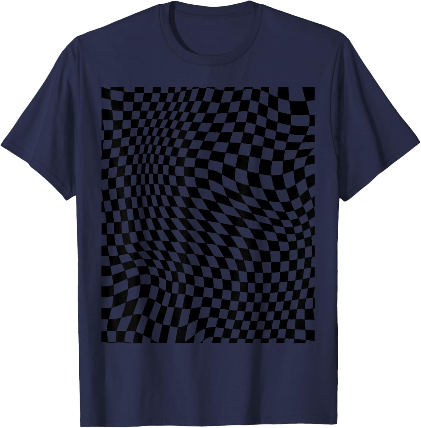 Aesthetic Black Checkered T-Shirt - T-Shirt | Navy