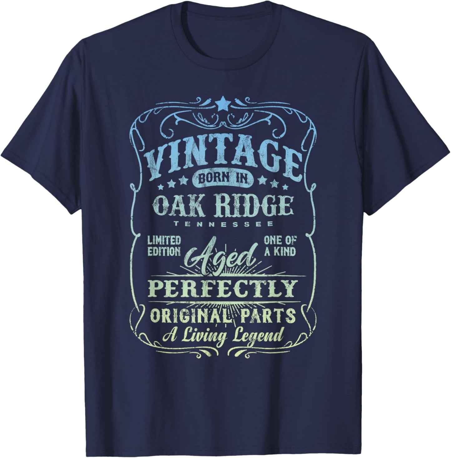 Vintage Born In Oak Ridge Tennessee Classic Birthday T-Shirt - T-Shirt | Navy
