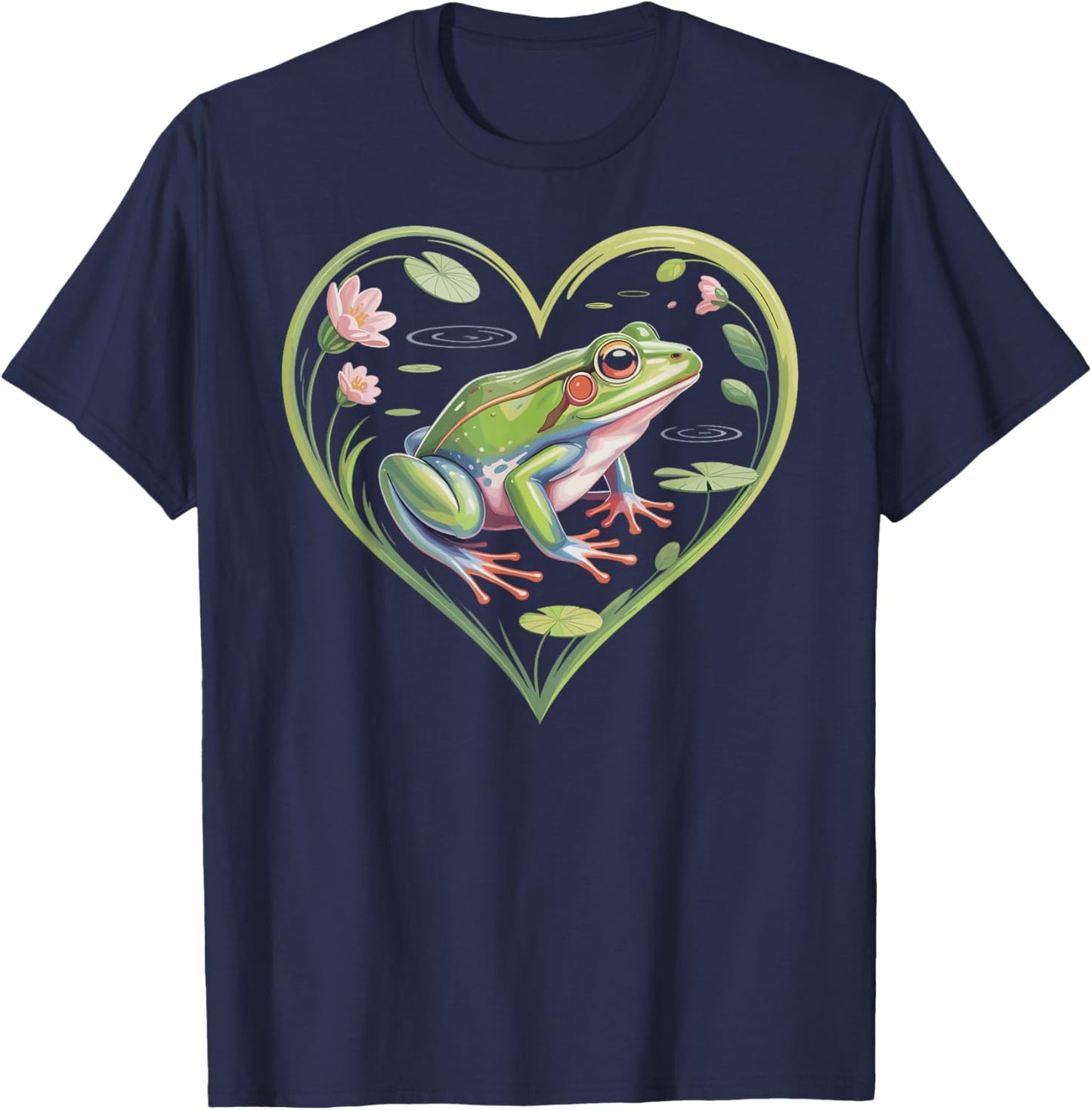 Cute Kawaii Frog Heart T-Shirt - T-Shirt | Navy