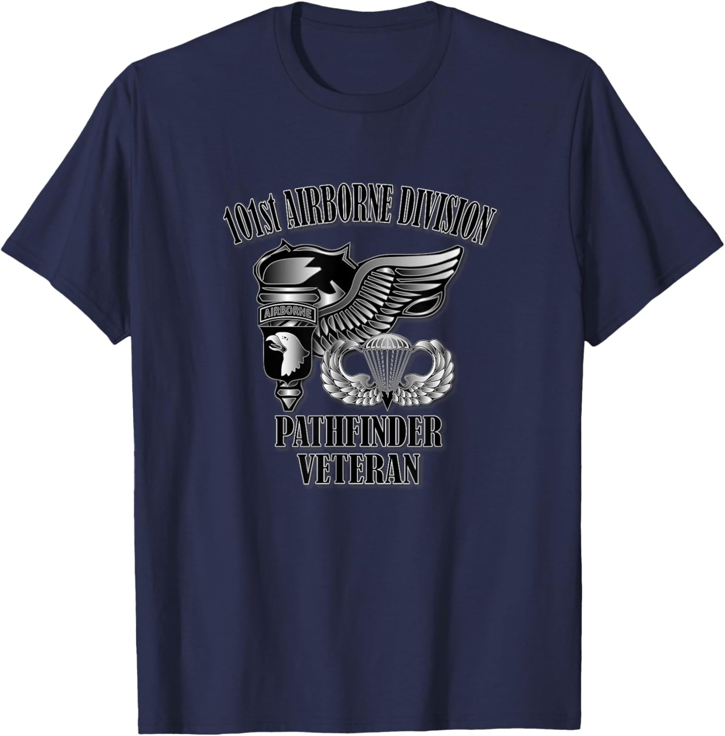 101st Airborne Pathfinder Veteran (Front Design) T-Shirt - T-Shirt | Navy
