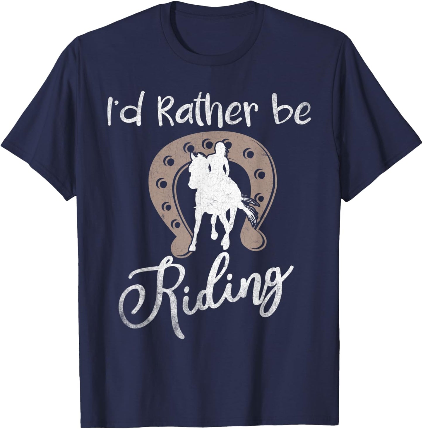 Horse Shirts Girls I'd Rather Be Riding Horseback T-Shirt - T-Shirt | Navy