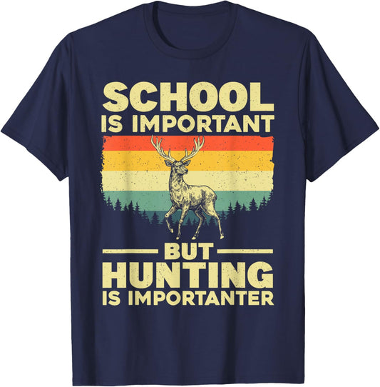 Funny Hunting Art For Boys Men Deer Hunter Wildlife Hunting T-Shirt - T-Shirt | Navy
