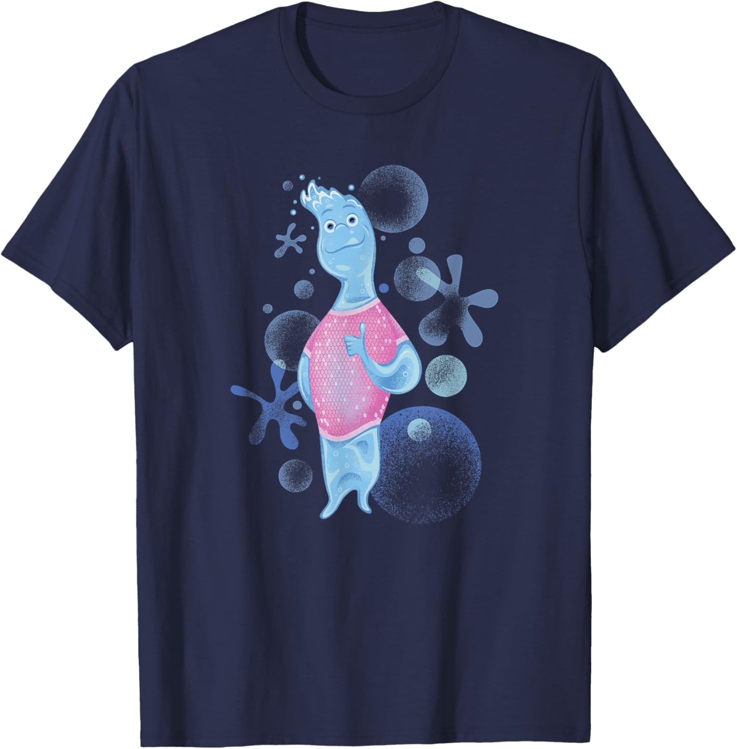 Disney Pixar Elemental Water Patterns Wade Portrait T-Shirt - T-Shirt | Navy