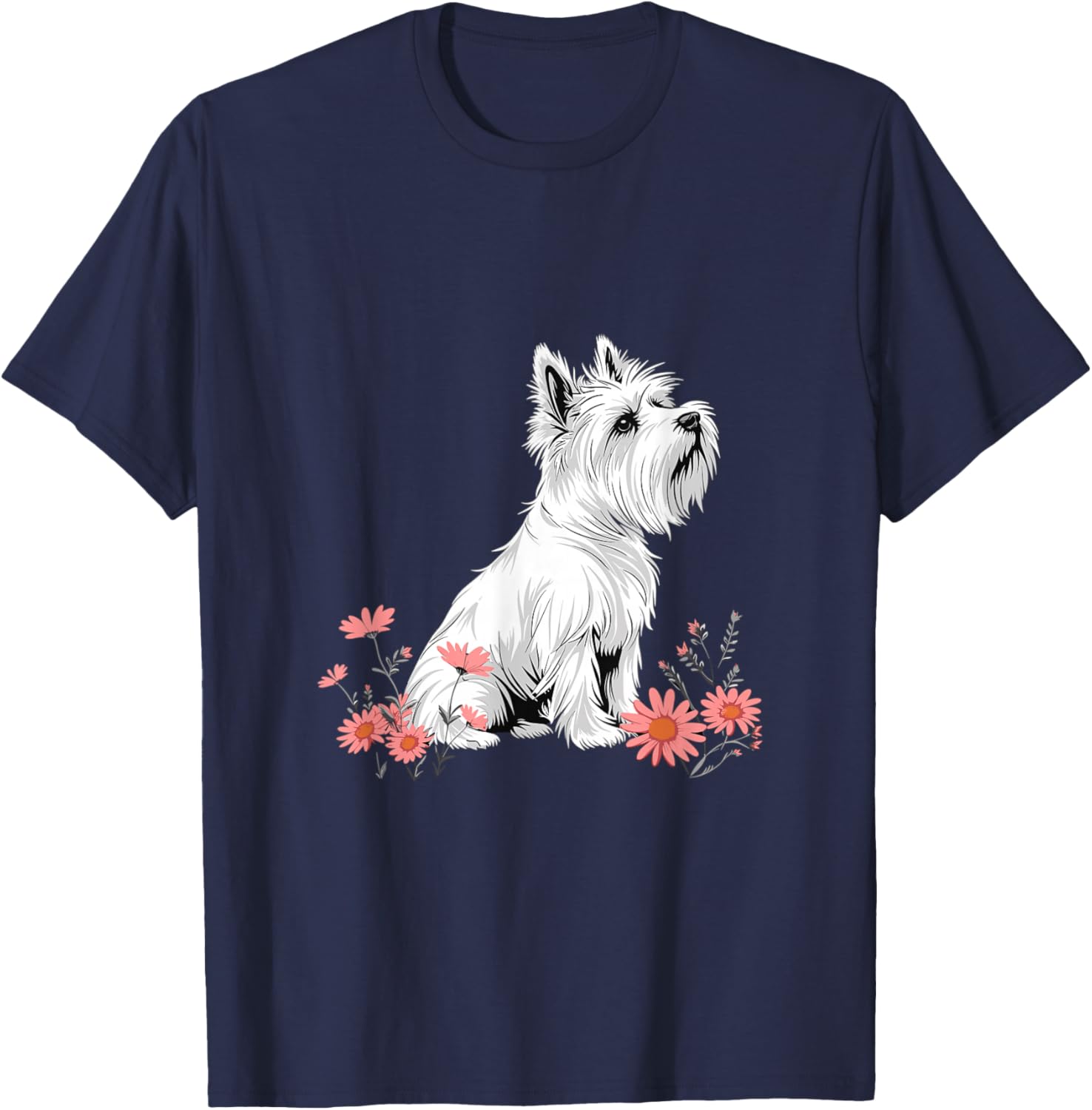 Westie West Highland White Terrier Dog Breed Graphic T-Shirt - T-Shirt | Navy