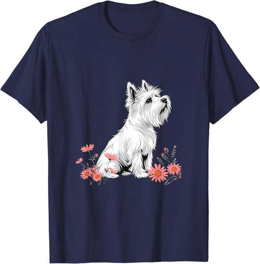 Westie West Highland White Terrier Dog Breed Graphic T-Shirt - T-Shirt | Navy
