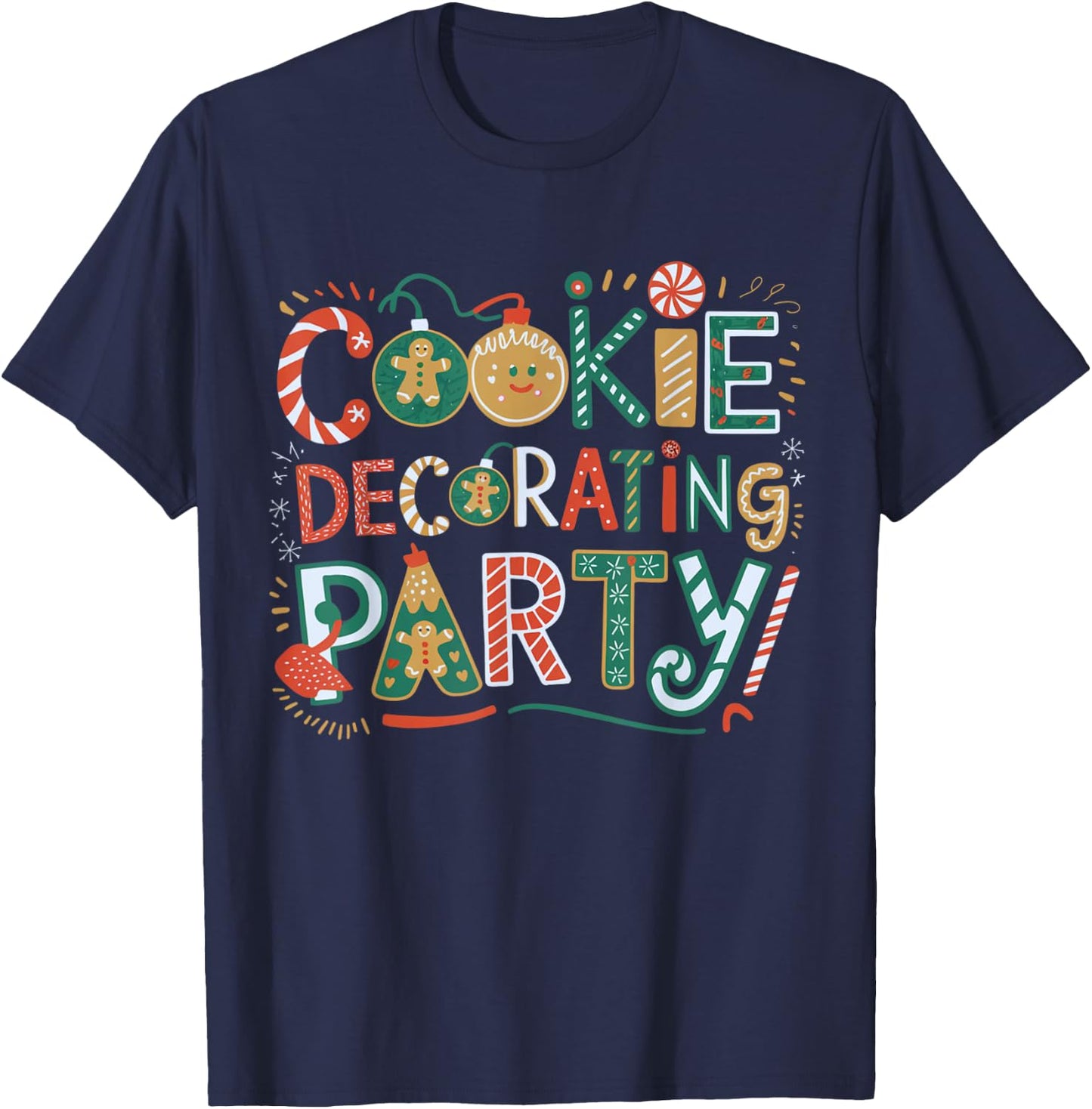 Festive Cookie Decorating Party Christmas Baking Holiday T-Shirt - T-Shirt | Navy