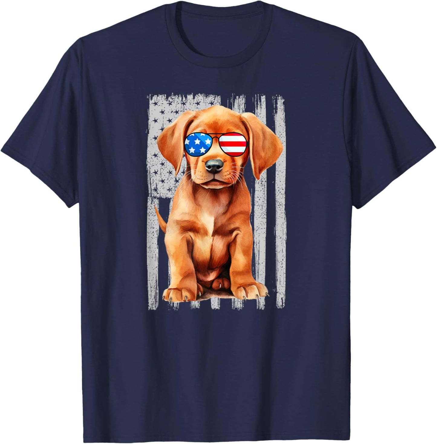 Fox Red Lab Mom Dad Flag Labrador Retriever T-Shirt - T-Shirt | Navy