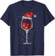 Christmas Red Wine with Santa Hat Christmas Wine T-Shirt - T-Shirt | Navy