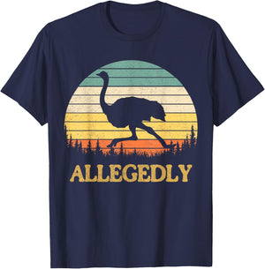 Allegedly Ostrich Retro Flightless Bird Lover T-Shirt - T-Shirt | Navy